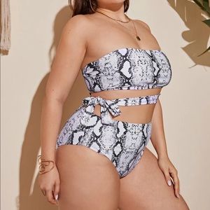 Plus Snakeskin Bandeau Bikini Swimsuit